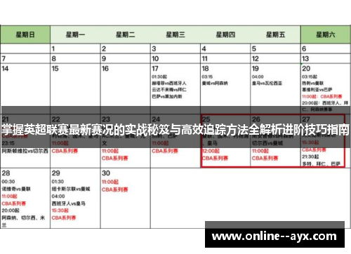 掌握英超联赛最新赛况的实战秘笈与高效追踪方法全解析进阶技巧指南 掌握英超联赛最新赛况的实战秘笈与高效追踪方法全解析进阶技巧指南